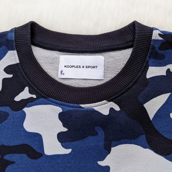 The Kooples X Sport Blue Camouflage Crew Sweatshirt | Size L - Picture 3 of 16